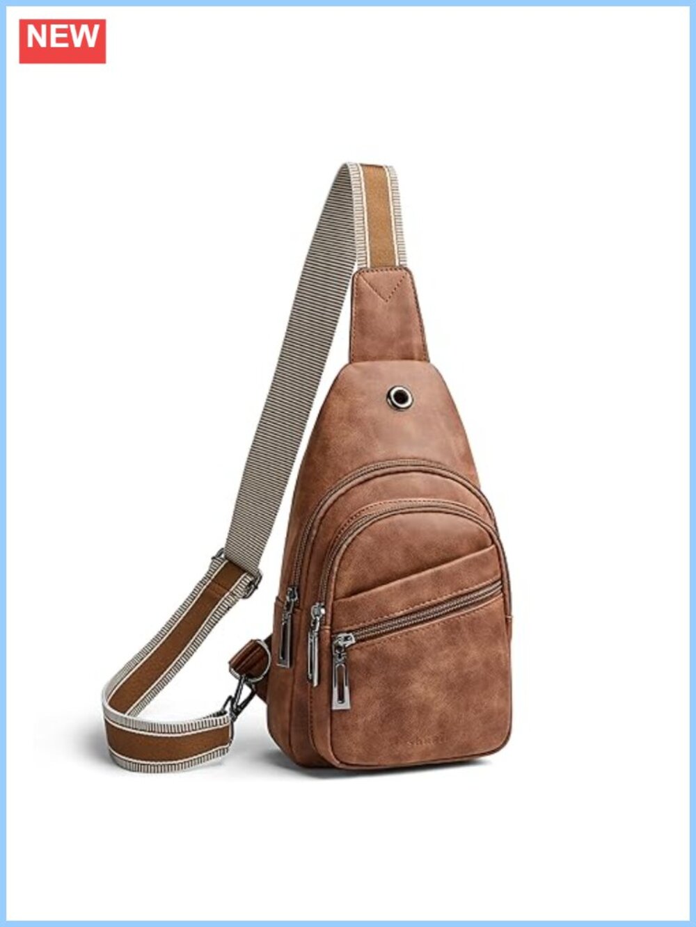 Faux Leather Sling Bag Crossbody Purse for Women Adjustable Strap Travel Daily